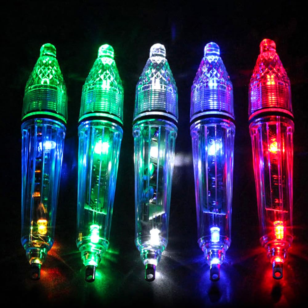 DONGKER Fish Attracting Light,5 Colors LED Underwater Fishing Light Waterproof Flashing Attractive Lamp for Fishing Freshwater Saltwater Marine Environments