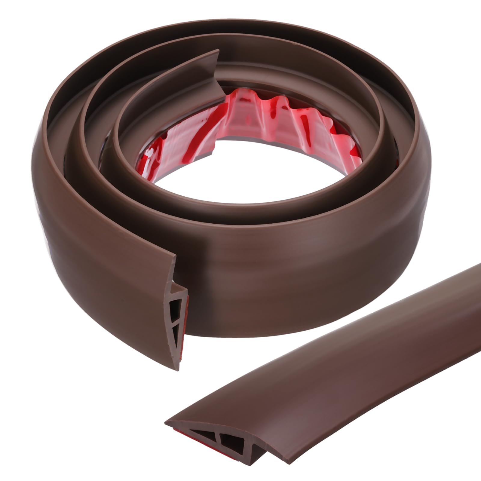 sourcing map Floor Transition Strip Self Adhesive, 1m/3.3ft Laminate Door Transition Strips Carpet Edging Strip for Carpet Doorways Joining Floor Gaps Fit for 10mm Height, Coffee
