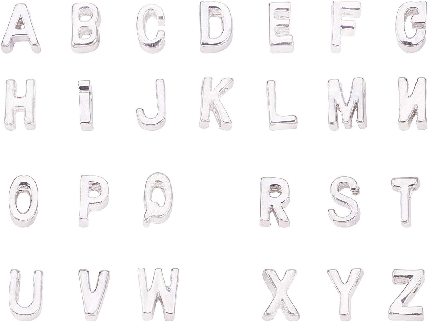 LiQunSweet 26 Pcs Letter Alphabet Metal Alloy Loose Beads for Women Men Initial Jewelry Making DIY Craft Supplies - 10x3mm