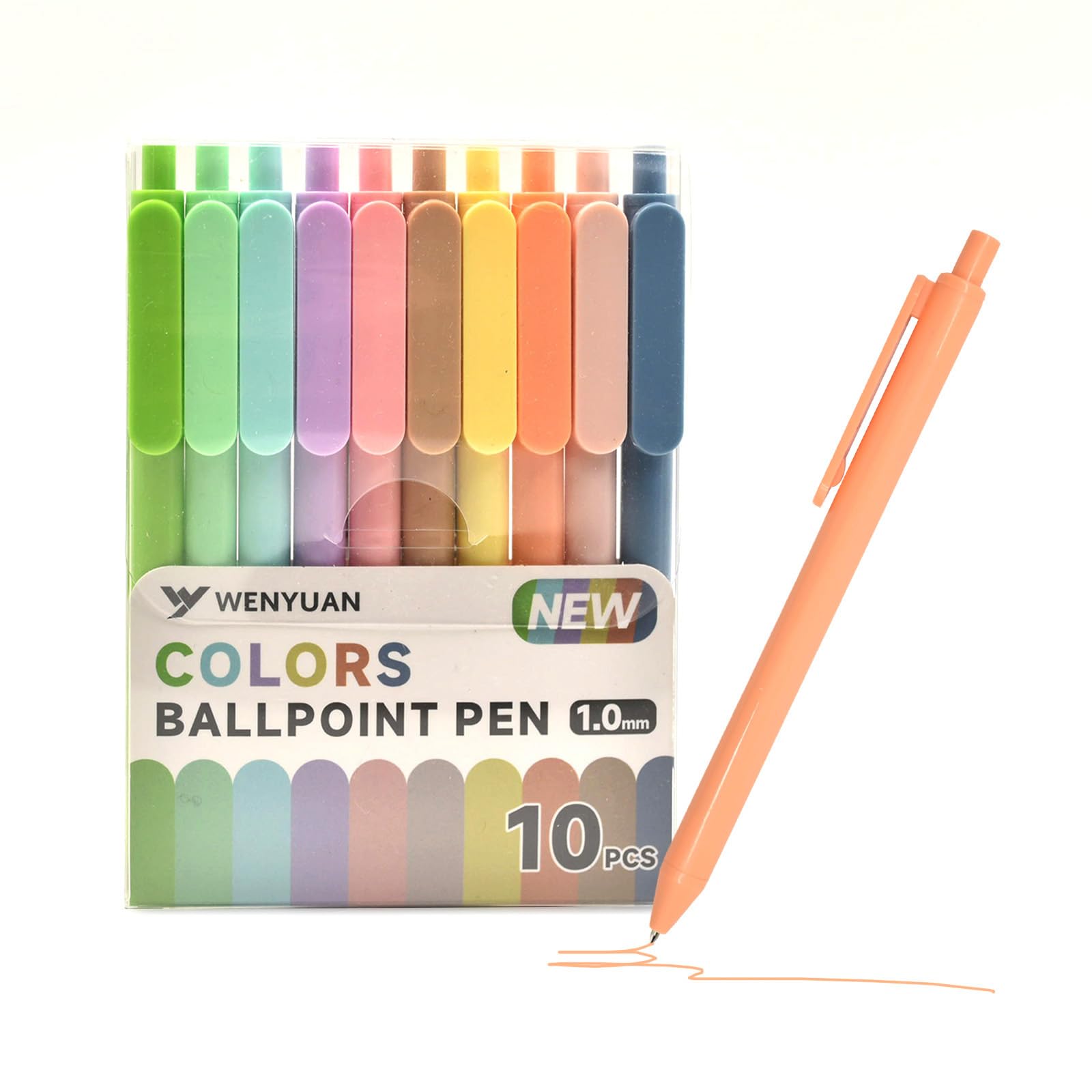 WY WENYUAN Kolorowe długopisy, chowane, 10 pastelowych kolorów atramentu, urocze długopisy 0,5 mm, cienka końcówka, szybkoschnące do pisania, rysowania, dziennika, notatek, szkoły, biura, domu