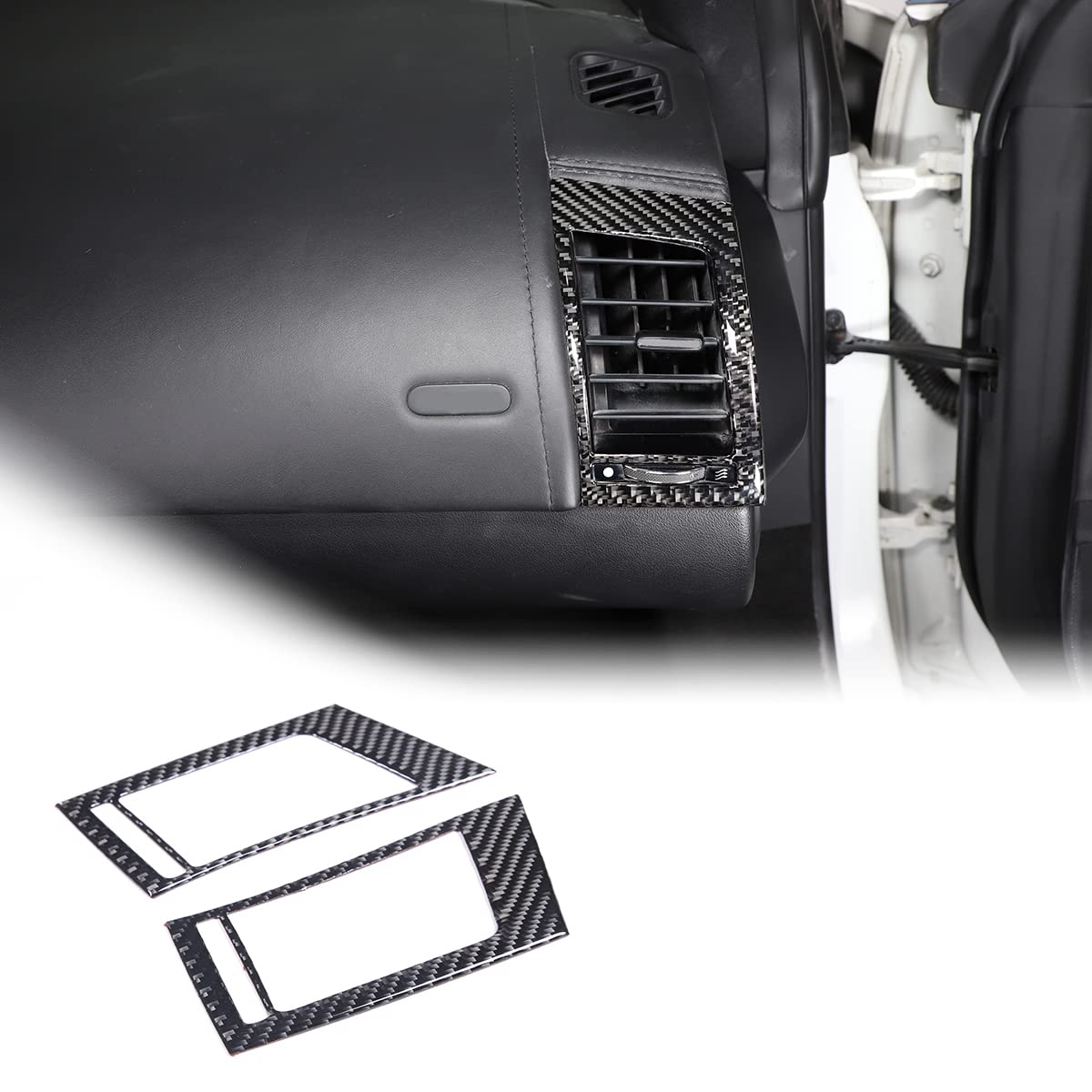 JONKOKO Soft Carbon Fiber Car Interior Front Side and Console Air Outlet Vent Frame Trim Sticker for Jaguar F-Type 2013-2023 Air Conditioner Adjust Switch Sticker (Side Air Vent Frame Trim, Black)