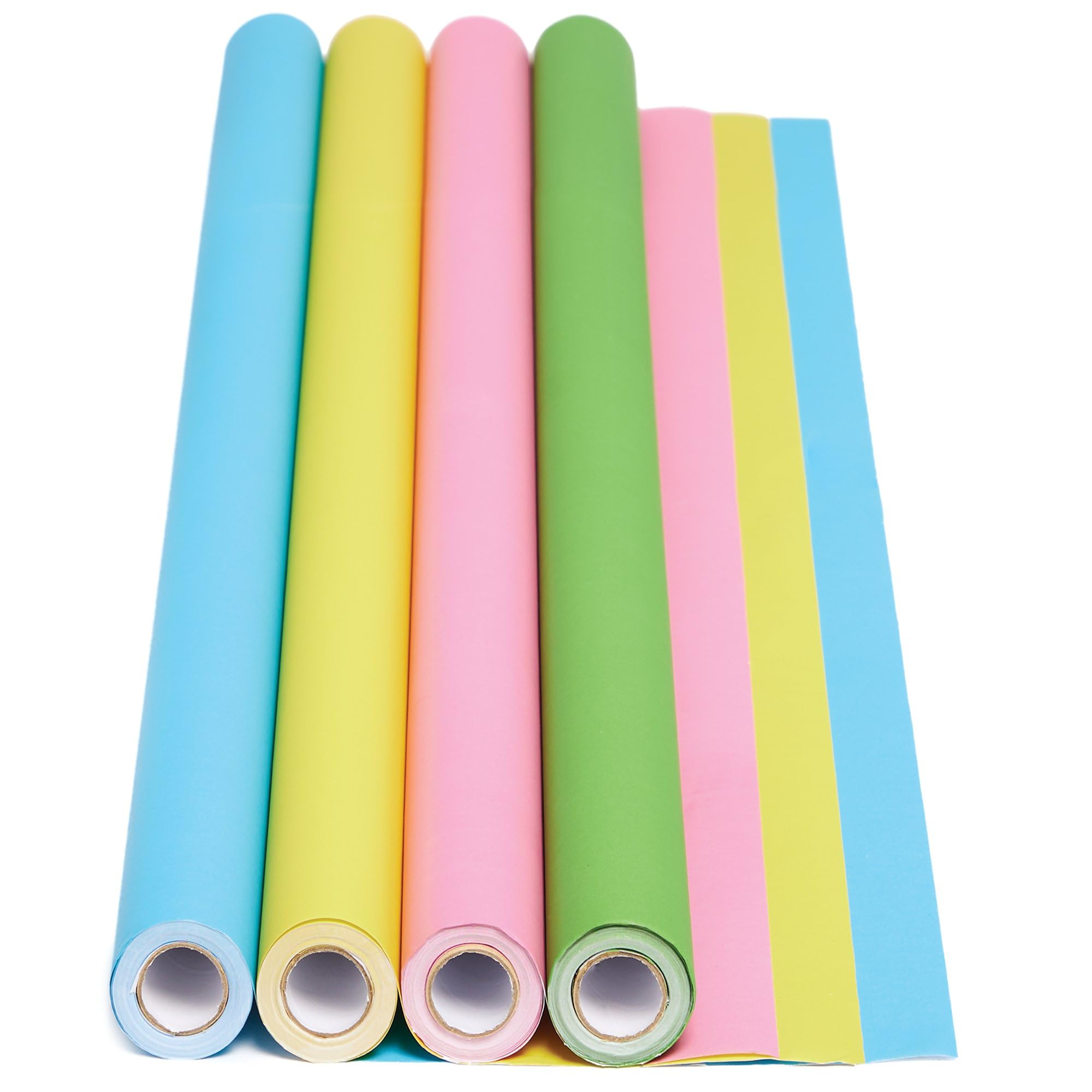 Baker Ross FE439 Pastel Colours Super Poster Display Rolls - Pack of 4, 80gsm, 7.5m x 76cm, Multiple Colours, Backing Paper