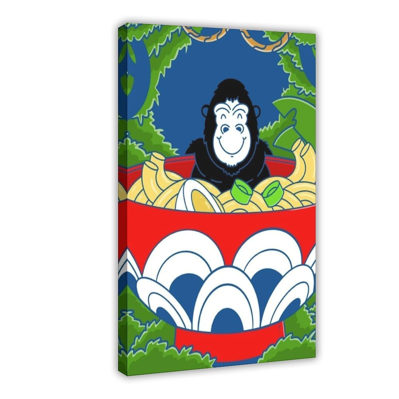 Bareronor Ramen And Gorilla Poster Canvas Poster Bedroom Decor Landscape Office Room Decor Gift 16" L X 24" W