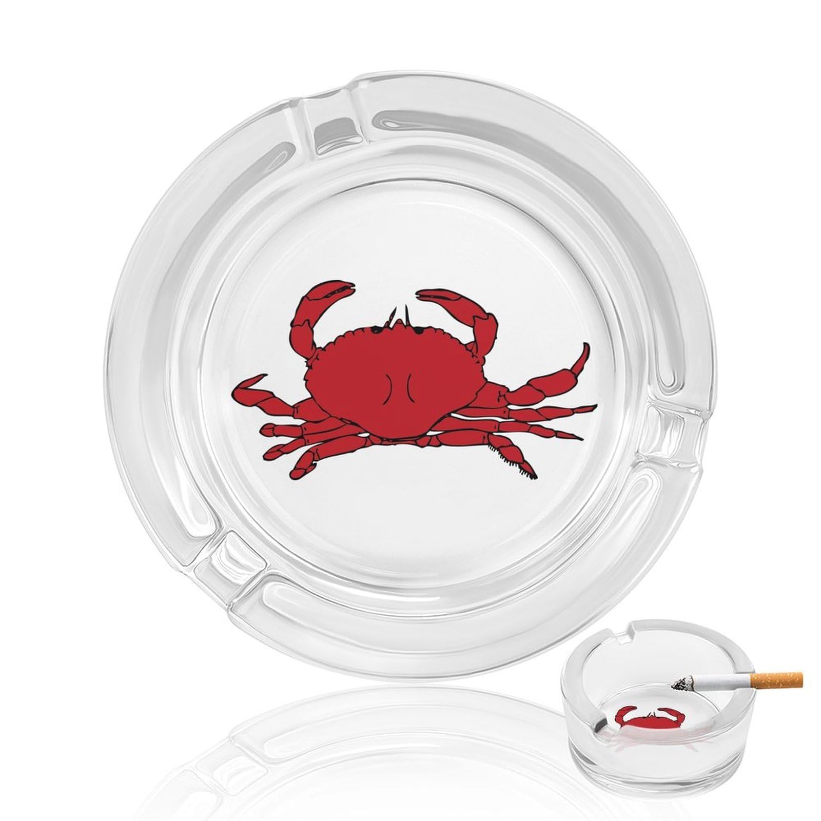 Nclqvjxzkhw Style Crabs Glass Ashtray Round Ash Tray Smoking Trays For Home Garden Outdoor