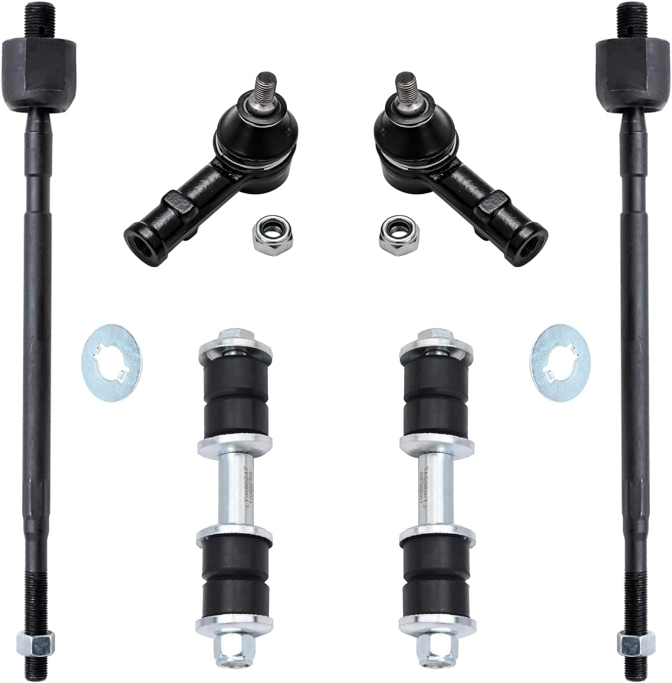 Detroit Axle - Front 6pc Suspension Kit for 97-02 Mitsubishi Mirage, 2 Stabilizer Sway Bar Links 4 Tie Rod Ends 1997 1998 1999 2000 2001 2002 Replacement