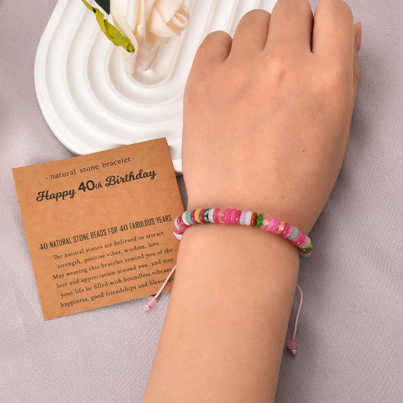 Image of Natural Stone Bracelet for Women Birthday Gifts for Mom Daughter Beaded Bracelets for Bestie Sister Bead Bracelet for Grandma