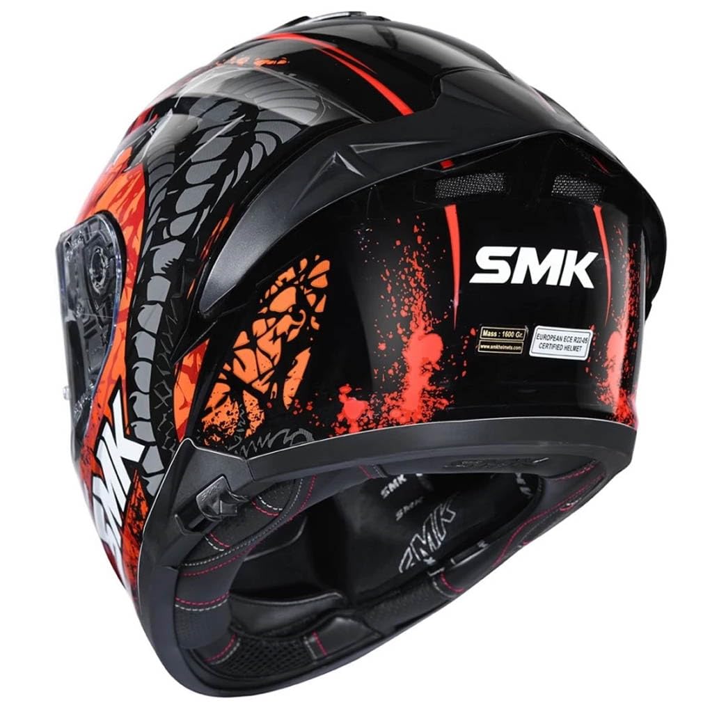 Casco de Moto Integral SMK Typhoon SV Reptile Rojo con Visor Solar - Homologado ECE 22.06 - Designed
