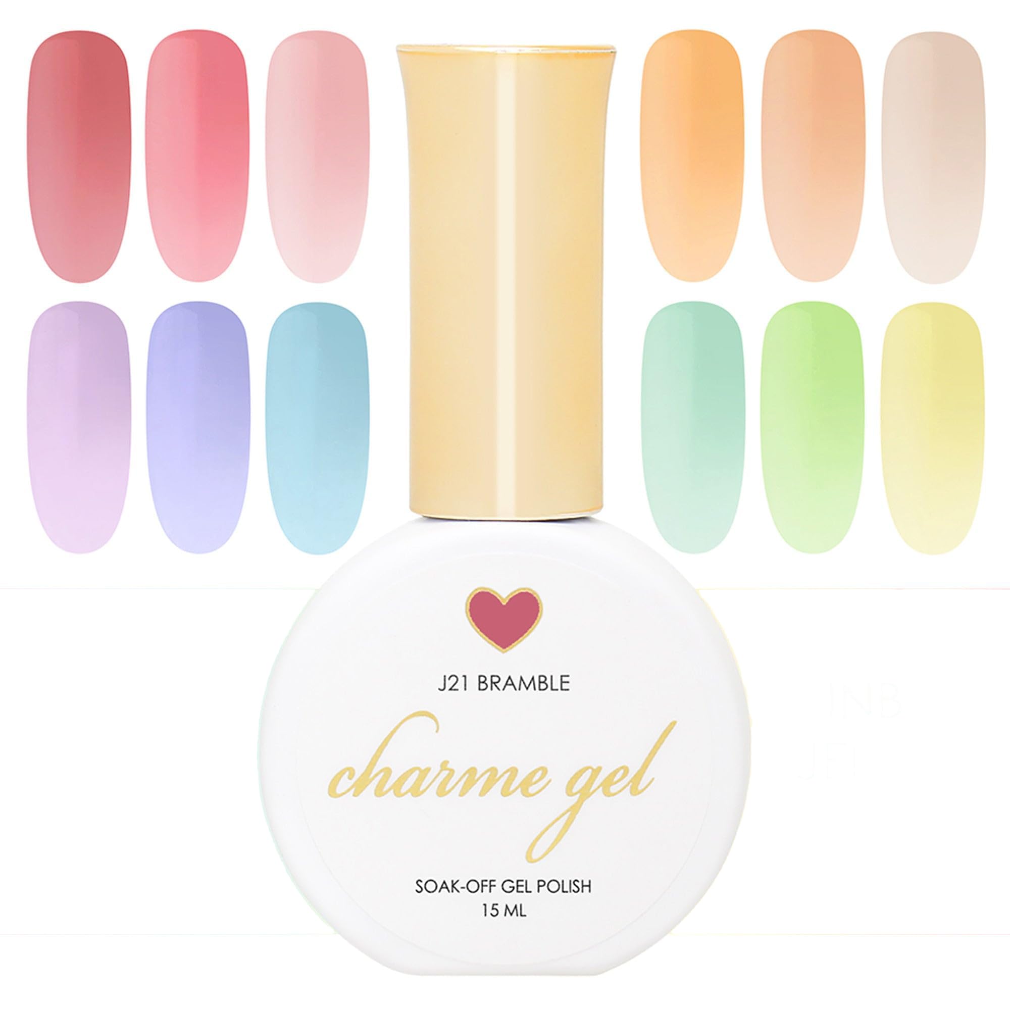 Daily Charme Rainbow Jelly 12 Color Collection Gel Nail Polish HEMA-Free Jelly Transparent Colors Sheer Soak Off UV