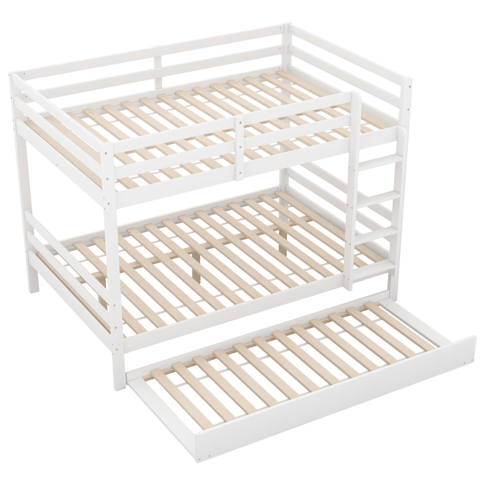 Sweiko Lits superposés 140 * 200cm, Lits pour Enfants avec Lits escamotables, Cadres de lit avec Garde-Corps Hauts, escaliers Stables,White
