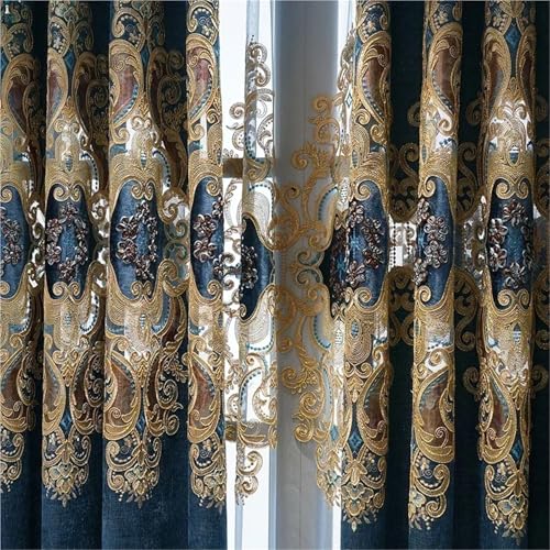 Rideaux brodés en chenille pour salon et chambre W200cm - 6