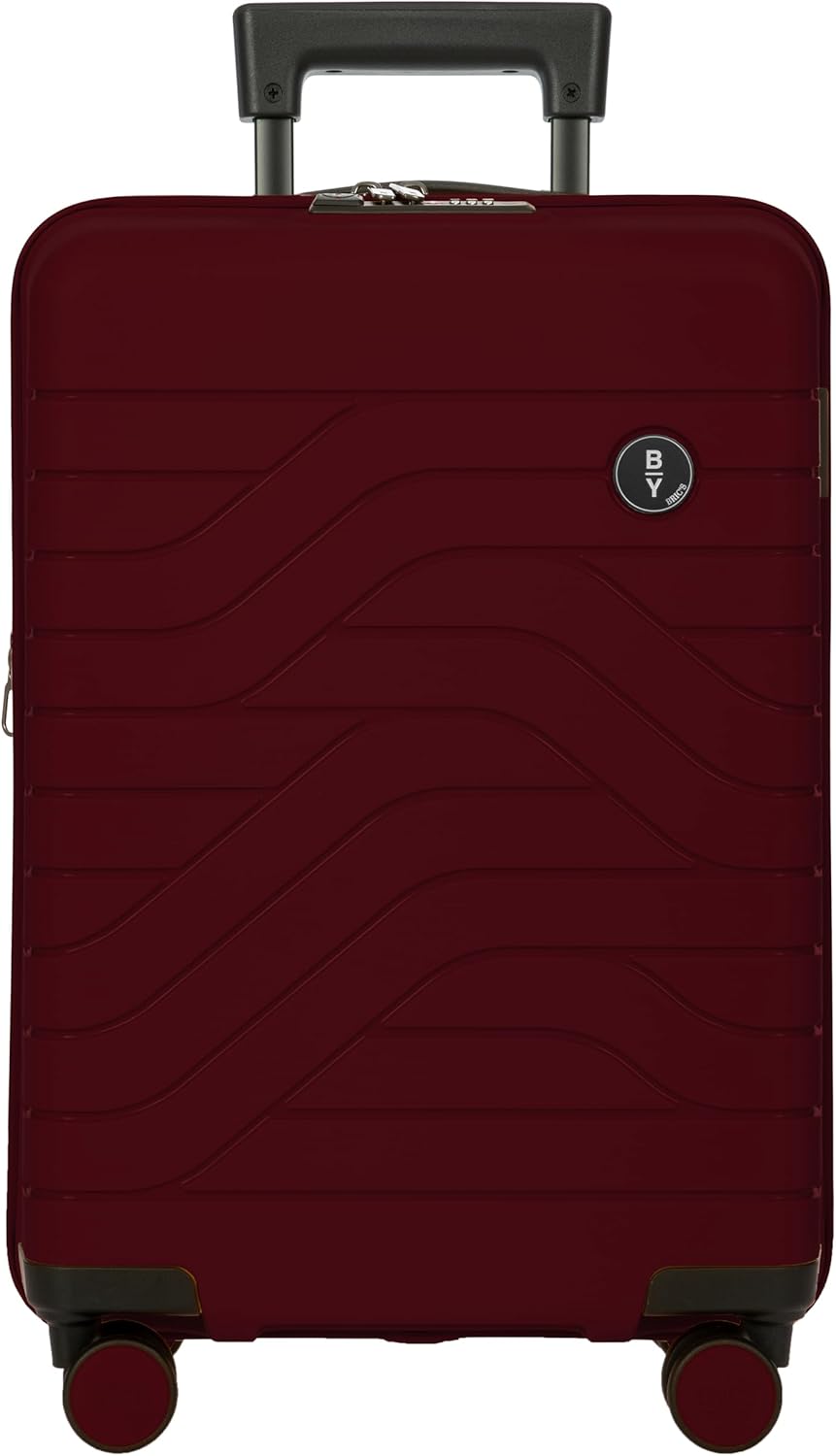 Bric's B|Y Ulisse Carry-On Spinner – Lightweight Hard Shell Luggage, Smooth 360° Double Wheels, TSA Combination Lock, USB Port & Interior Organization - 21 Inch, Merlot