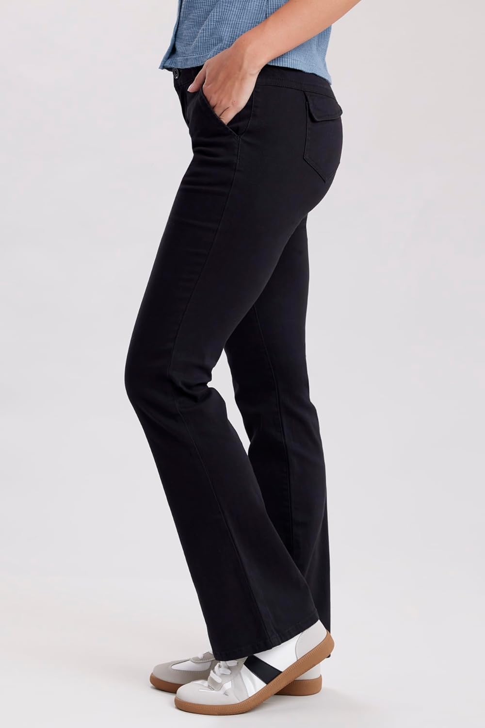 Unionbay Juniors Heather Slash Pocket Uniform Long Bootcut Pant, DP Navy, 0 - Image 4