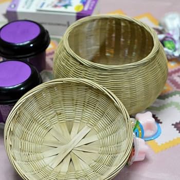 Amazon.co.jp: 竹籠 竹篭 収納ケース 編まれた 竹製カバー付き