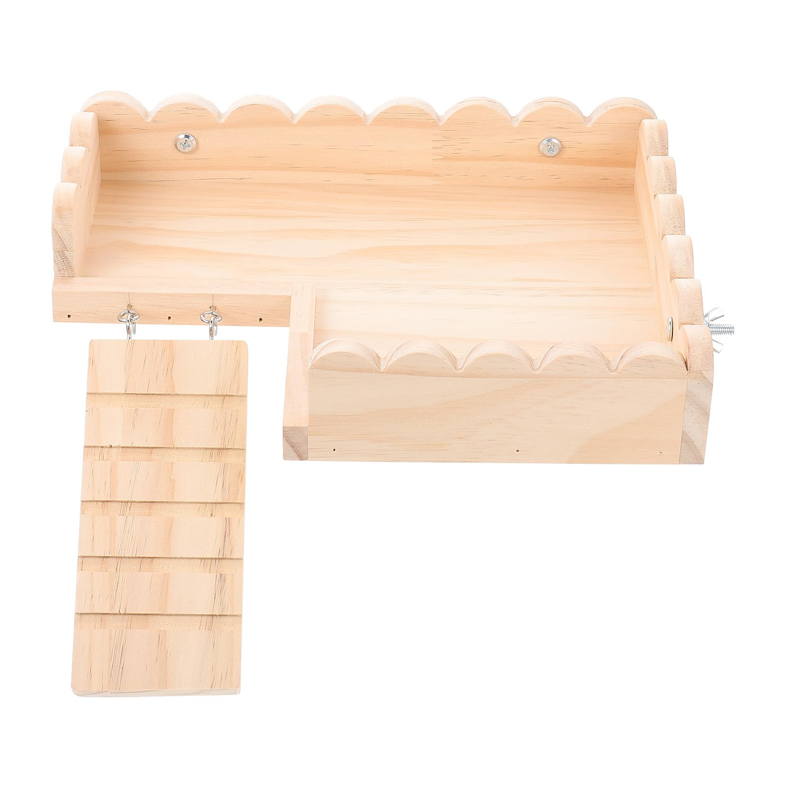 TEHAUX Plateforme Jouet en Bois pour Lisse Surface Hamster Échelle Design à Vis Naturel et Cage d'animaux comme Cochon d'Inde et Oiseaux