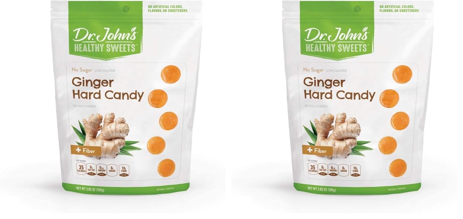 Dr. John’s Sugar Free Ginger Hard Candy – Keto Friendly, Vegan, Gluten Free – Xylitol & Erythritol, +Fiber – Individually Wrapped Hard Candies, 252 Count, 2.5 LB