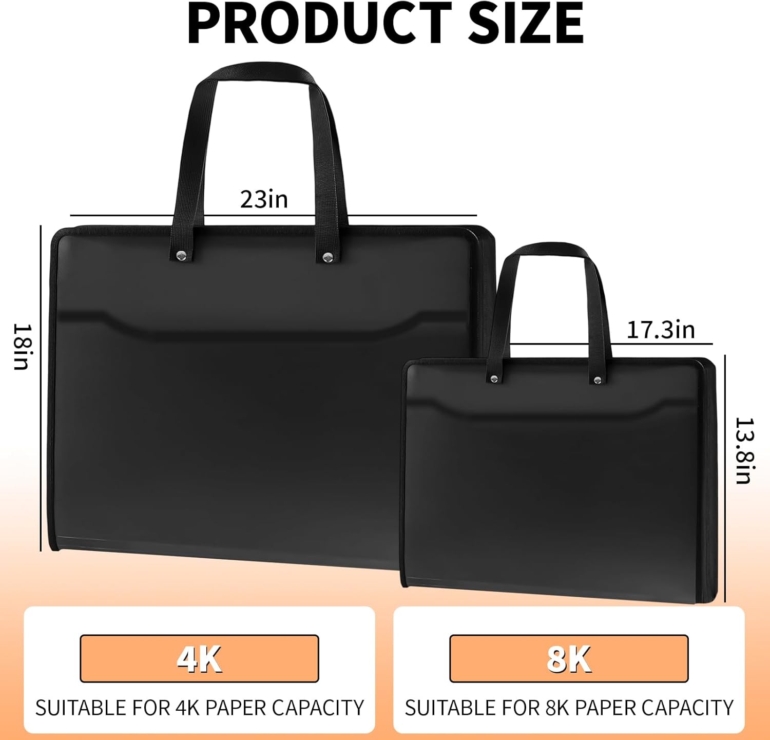 Plastic Art Portfolio with Zipper and Divider, Large Waterproof Art Storage Folder with Handles for Artwork, Sketches, Drawings, Photography, and Posters (White, Large + Medium)