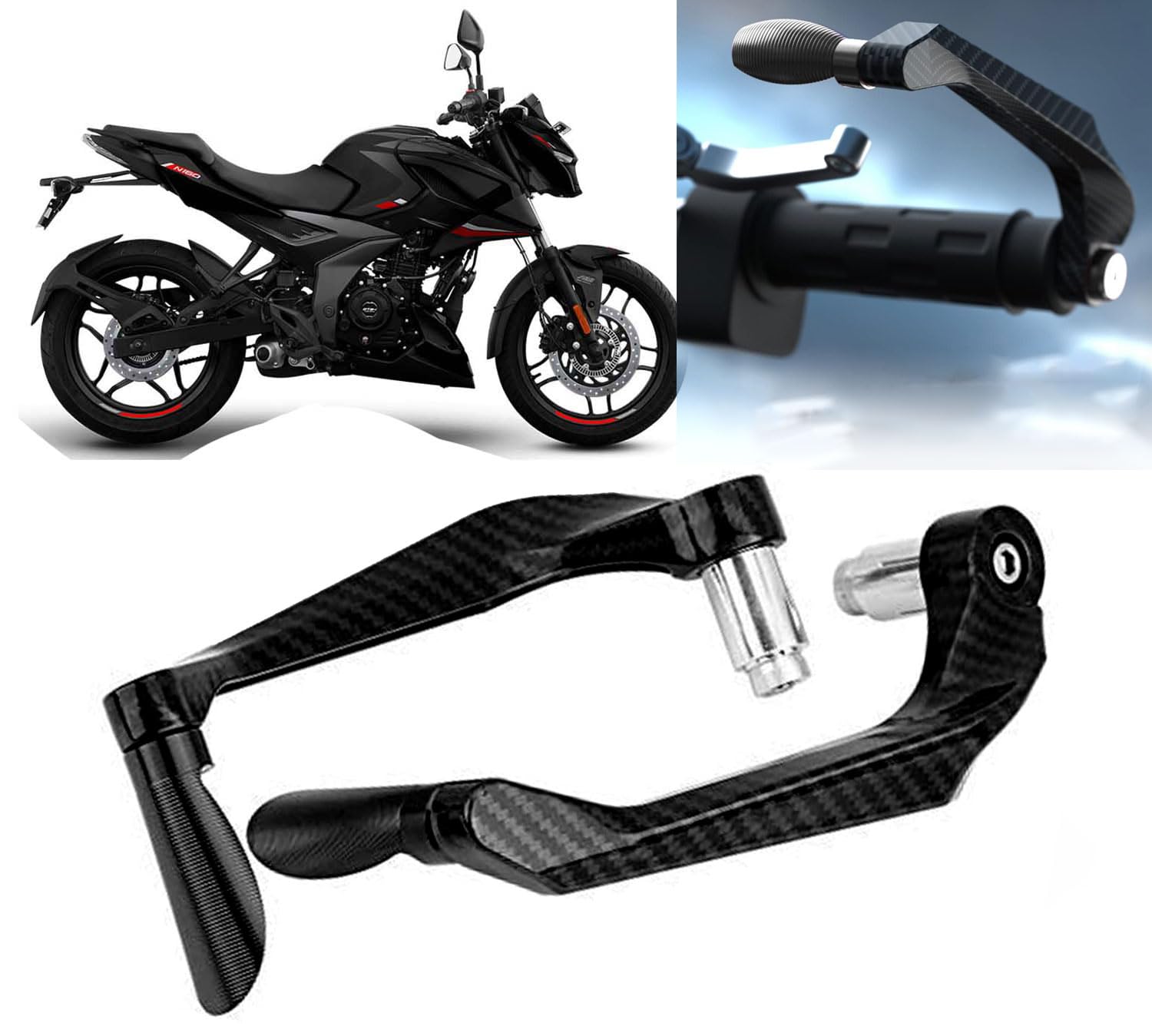 AUTO PEARL 7/8" 22mm Motorcycle Handlebar Brake Clutch Levers Protector Guard Compatible with Pulsar N160 (Black)
