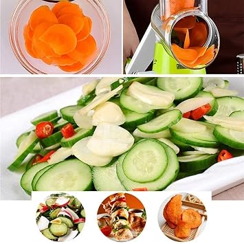 Cheese Grater Manual Rotary Vegetable Slicer Fruit Shredder Drum Grater with 3 Stainless Steel Rotary Set