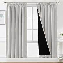 BellaHills 100% Blackout Curtains Pleated for Living Room and Bedroom, Opaque Curtains, 2 Pieces, Soundproof Curtains, Natural Cream, 140 x 240 cm