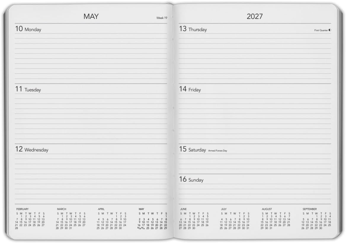 Harbor Desk Weekly Monthly Planner 2027 - Calendar Planner and Notebook, Durable Faux Leather, 192 Pages, Softcover & Book Bound - Leida Pine - 8x5.5"