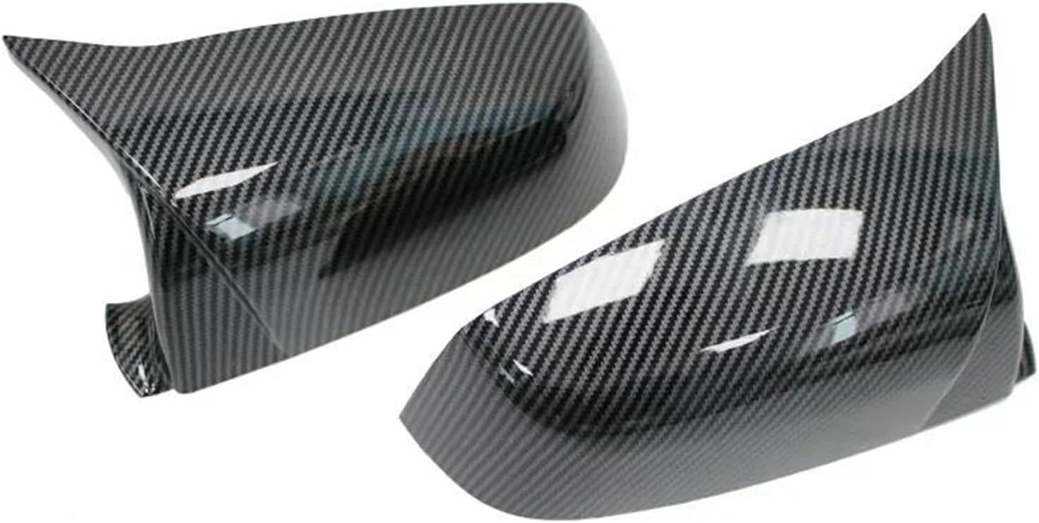Car Rearview Mirror Cap For BMW E60 E61 E63 E64 F01 F02-F04 F06 F07 F10 F11 F12 F13 Carbon Fiber pattern Black Side Wing Rearview Mirror Cover Cap(Covers Carbon Look)