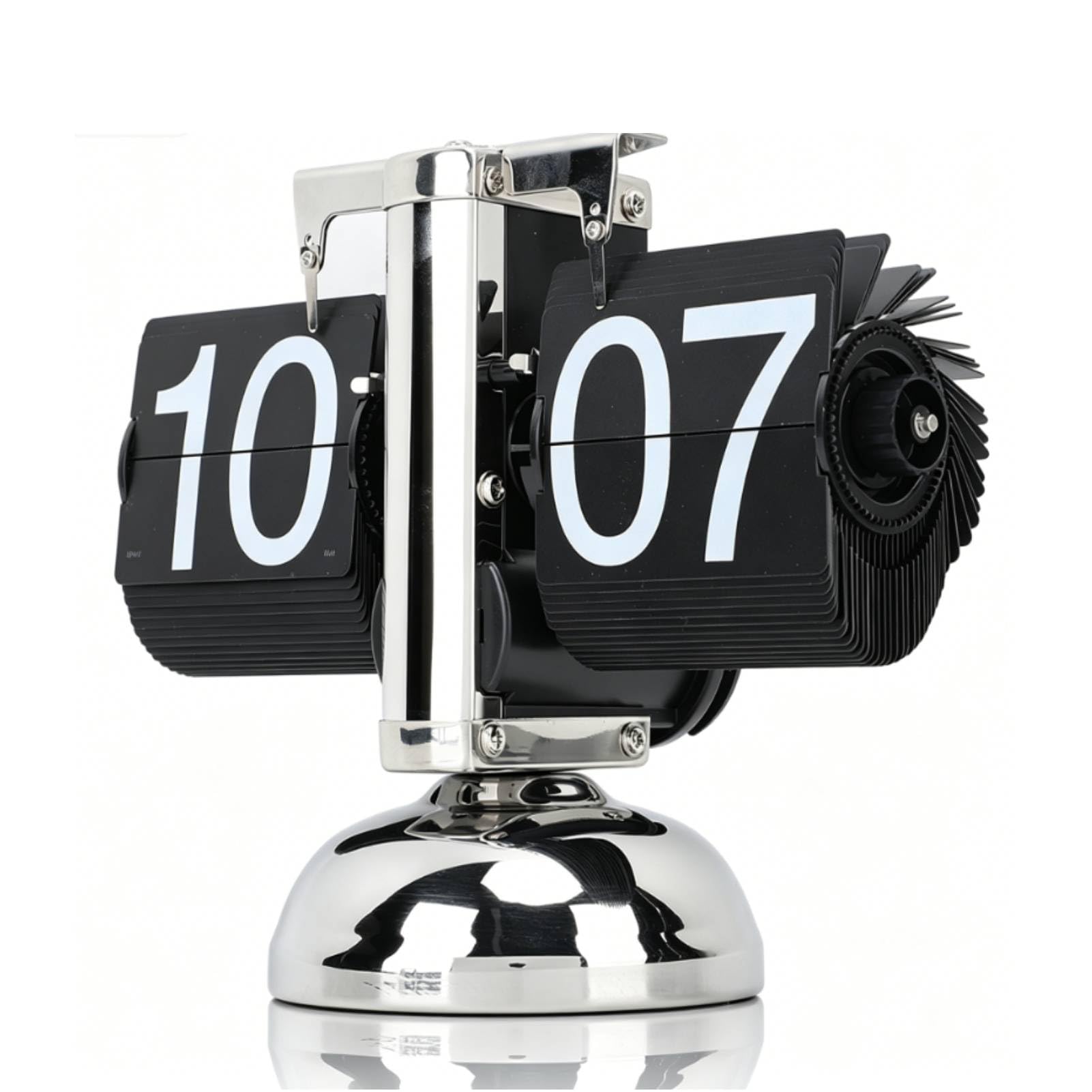 HERCHR Flip-Schreibtischuhr, Retro-Digital-Flip-Down-Uhr, Edelstahl Automatische Mechanische Uhr mit Großen Zahlen, Retro-Flip-Uhr, Batteriebetriebene Flippinguhr für Home & Office