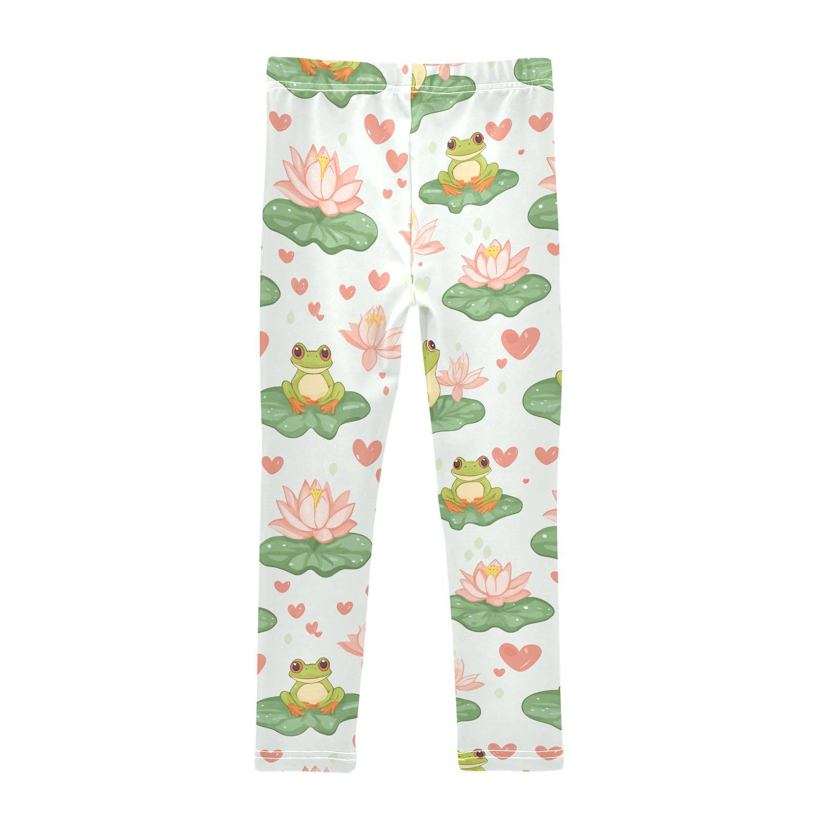 Wusikd Frogs Lotus Flower Girls' Leggings Toddler Doodles Cute Kids Yoga Pants Dance Active Tights 4T Multi