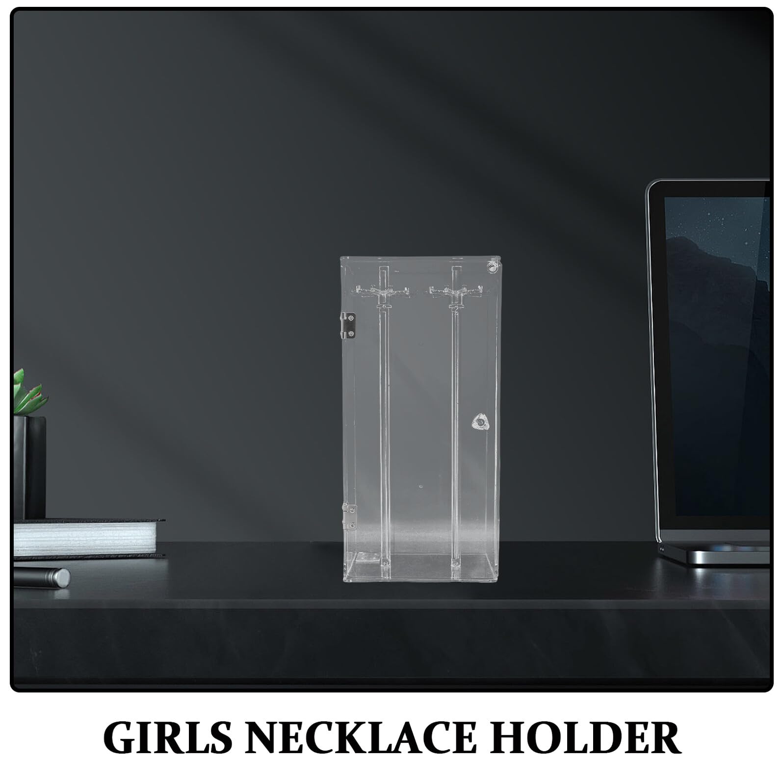 Zerodeko Schmuckkästchen mit Drehbarem Halskettenhalter Hängeregal für Armreifen und Ohrringe Schmuckständer aus Acryl für Kettchen und Anhänger Organizer für Schmuckaufbewahrung