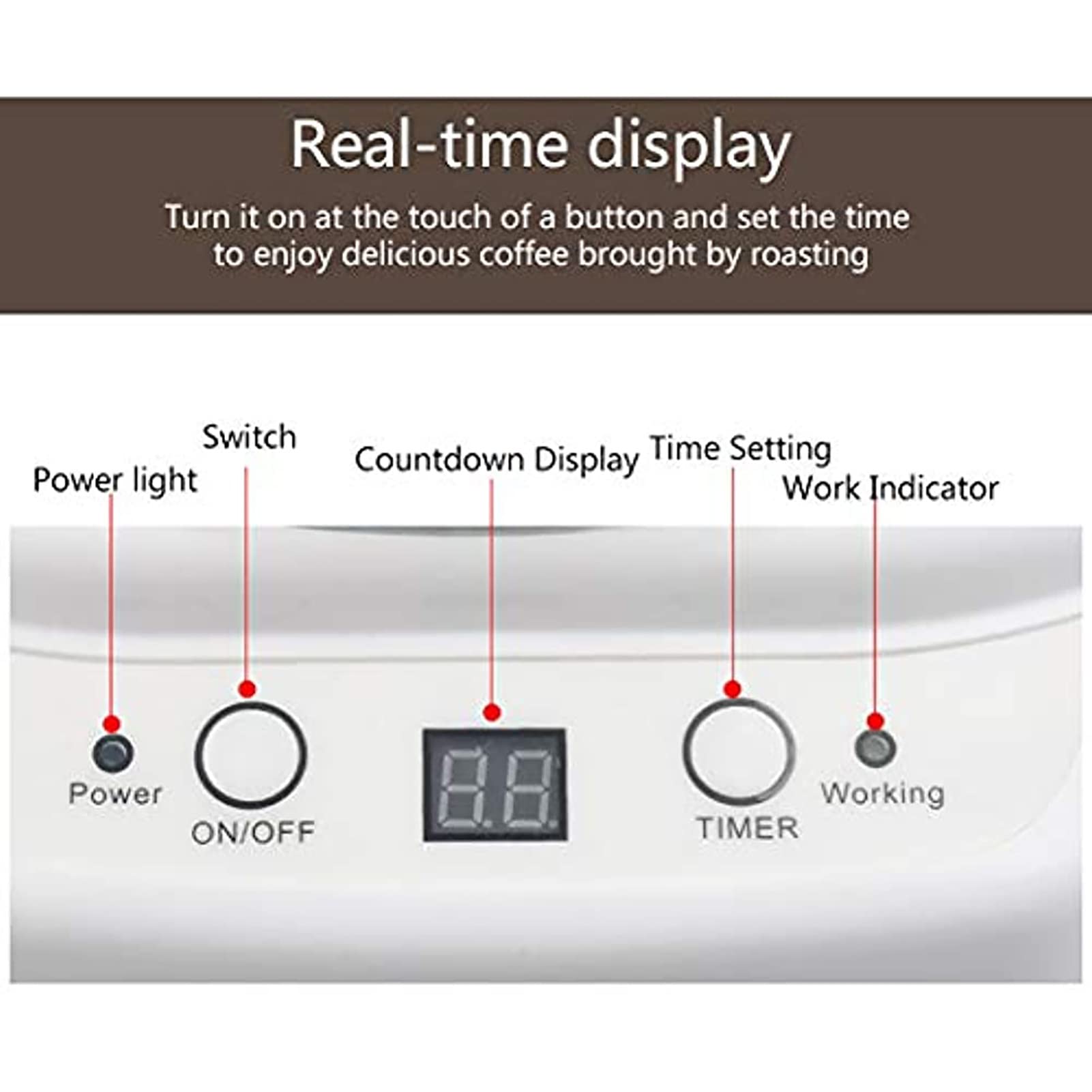 Tostador De Café Doméstico Máquina Eléctrica Para Hornear El Grano De Café Temperatura Ajustable Secador De Frutas Secas Y Granos Para Granos Cacahuetes Harina Hierbas (Color : Gray)