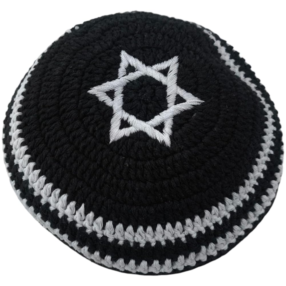 Fituenly Embroidered Israel Yarmulke Cap Jewish Yamaka Hat Kippah Hat for Men