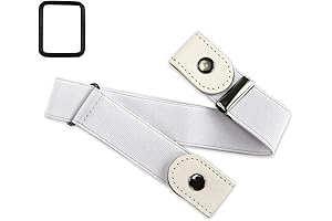 Adjustable White Belt, No Buckle Stretch Belt