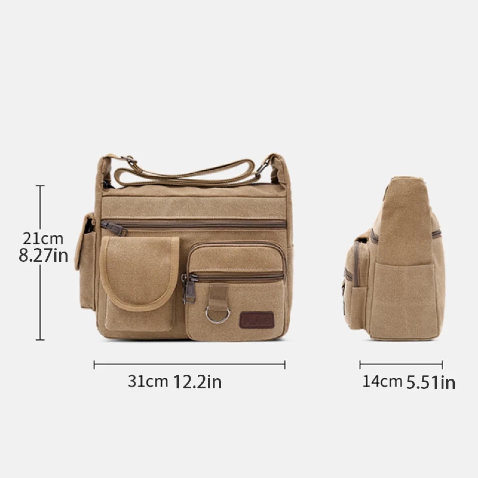 Sacs Banane Sac À Bandoulière en Toile Rétro pour Hommes Sac À Bandoulière De Voyage Décontracté Sports De Plein Air avec Bretelles Réglables