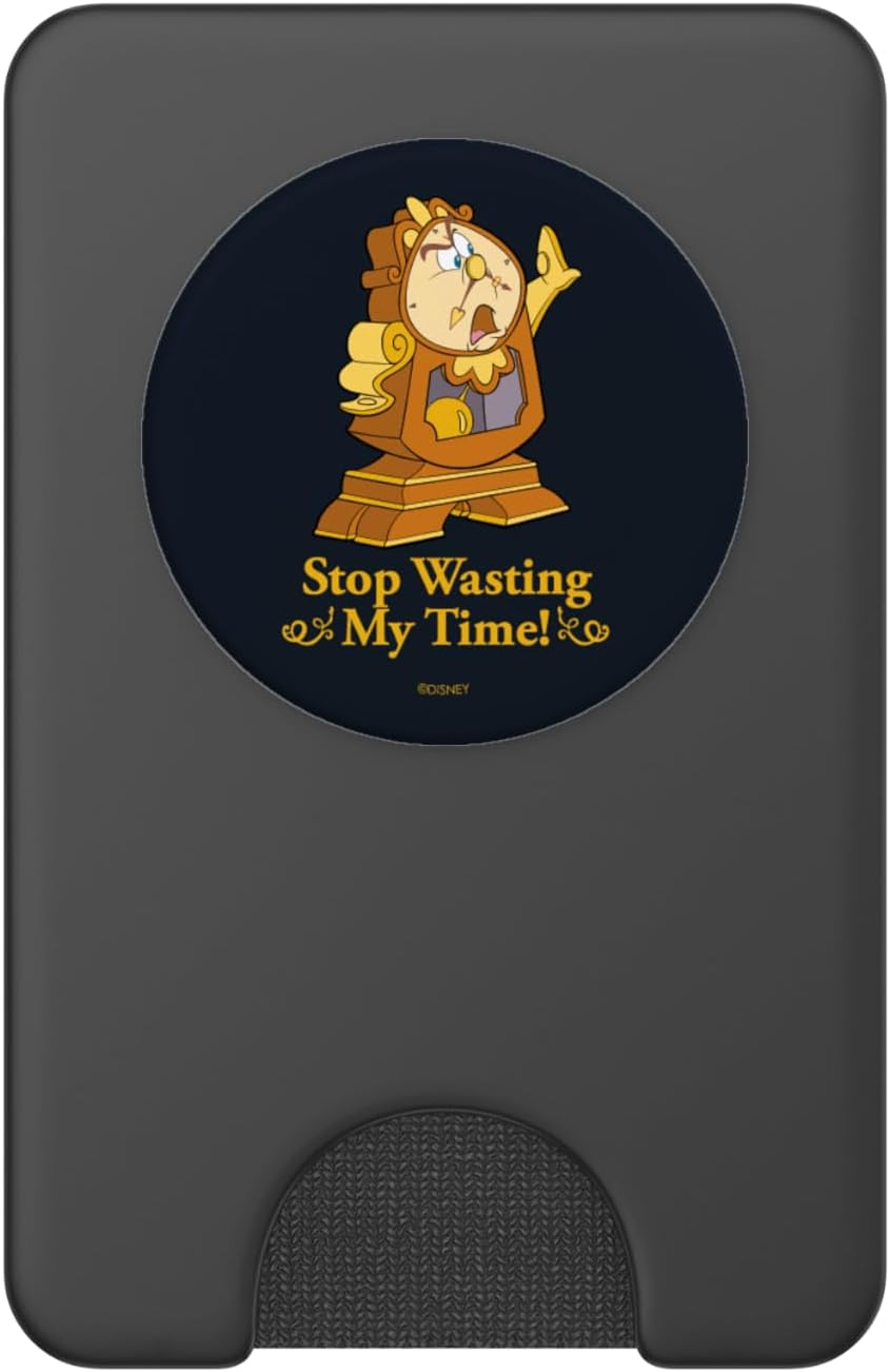 Disney Beauty and the Beast Cogsworth Stop Wasting My Time PopSockets PopWallet for MagSafe