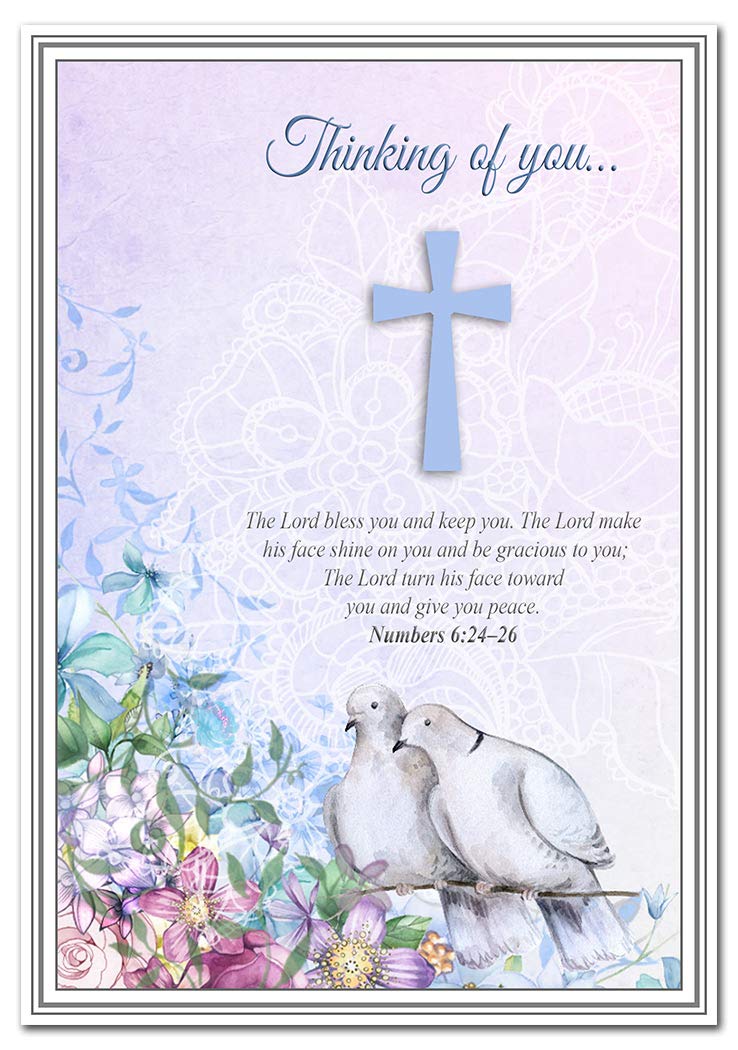 Religious Thinking of you Card - Get Well Wishes - Inspirational Christian Bible Quote Verse - Scripture Comfort - Blank inside to write own special message of love care support good cheer greetings