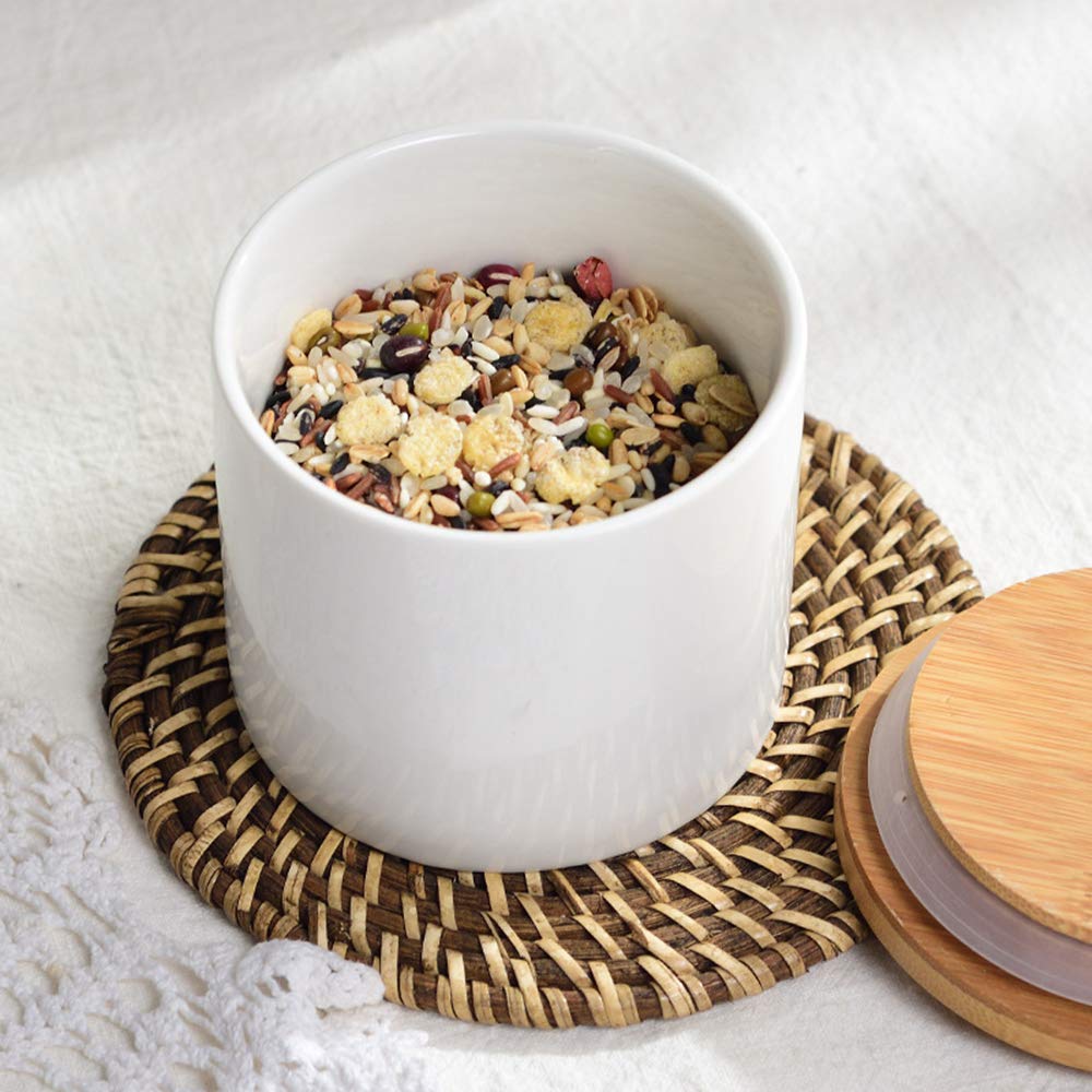 3er Set Vorratsdosen Keramik mit Bambusdeckel Vorratsdose Kaffeedose Teedose - Keramik Aufbewahrungsdosen für Tee Kaffee Bohne Zucker Gewürz Nüsse Korn (260ml,800ml,1000ml)