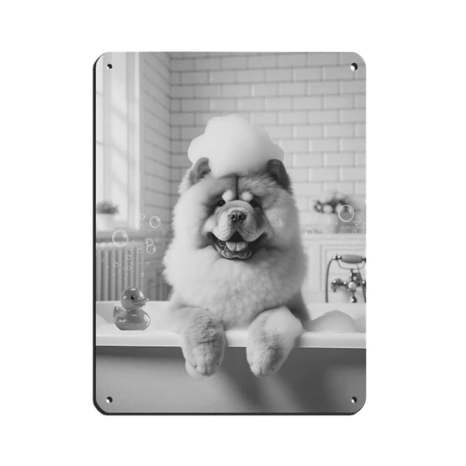 Lxwnze 30L X 40W Cm Chow Chow, Funny Bathroom Decor Tin Sign Vintage Metal Pub Club Cafe Bar Home Wall Art Decoration Poster Retro 12X16inch(30X40cm)