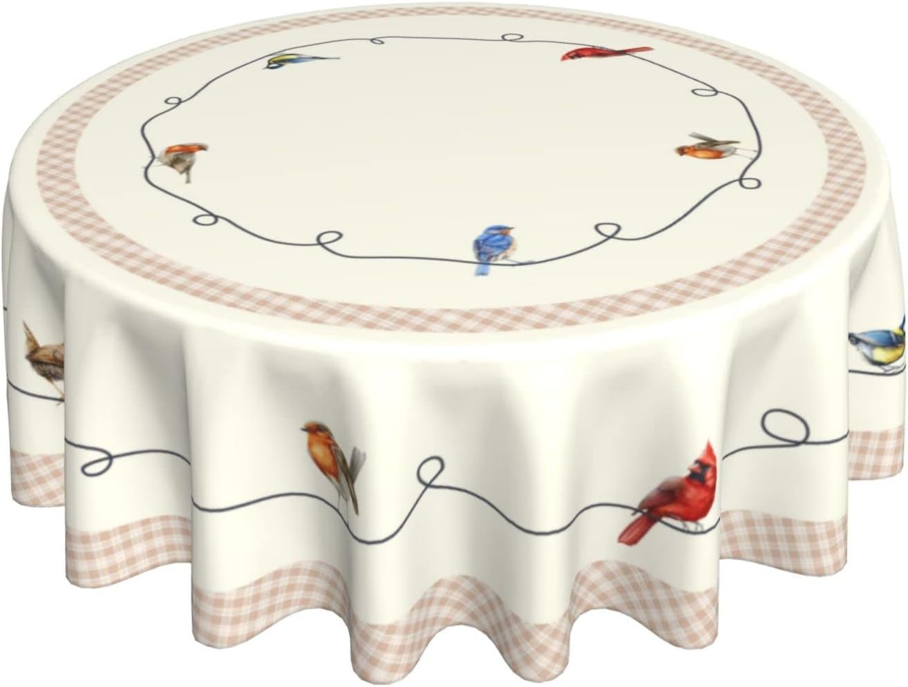 Sorktse Bird Tablecloth Round,Cardinal Bird Table Cloth Round 60 Inch