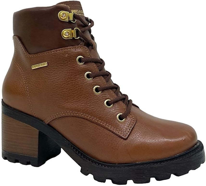 Bota Coturno Feminino Pegada Salto Médio Tratorado Marrom – 34