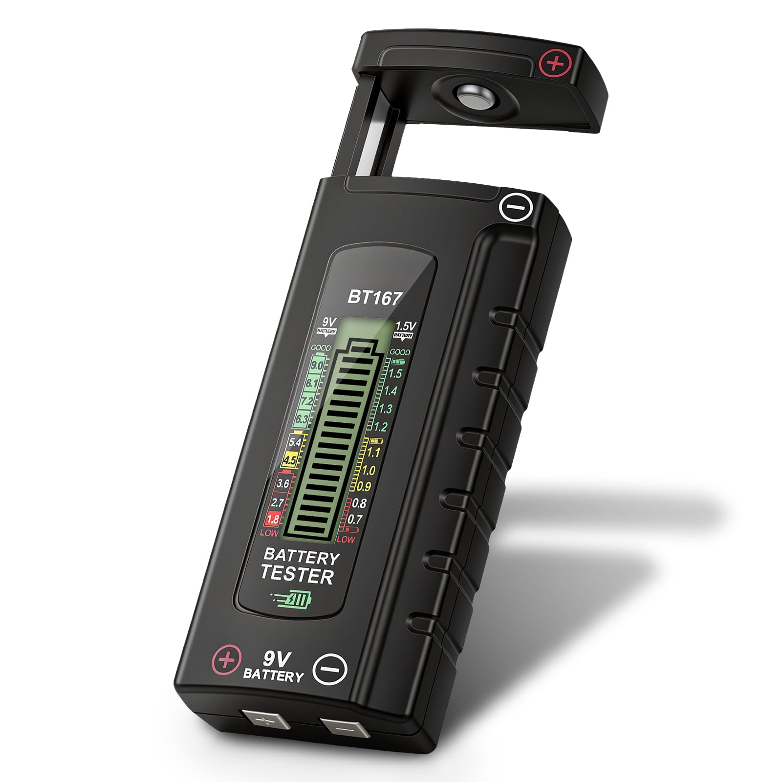 URAQT Tester Digitale per Batterie, Tester Batteria Universale, Display LCD di Facile Lettura, Semplice Universale per Batterie AA, AAA, C, D, 9V, 1.5V Pila a Bottone, Nessuna Batteria Necessaria