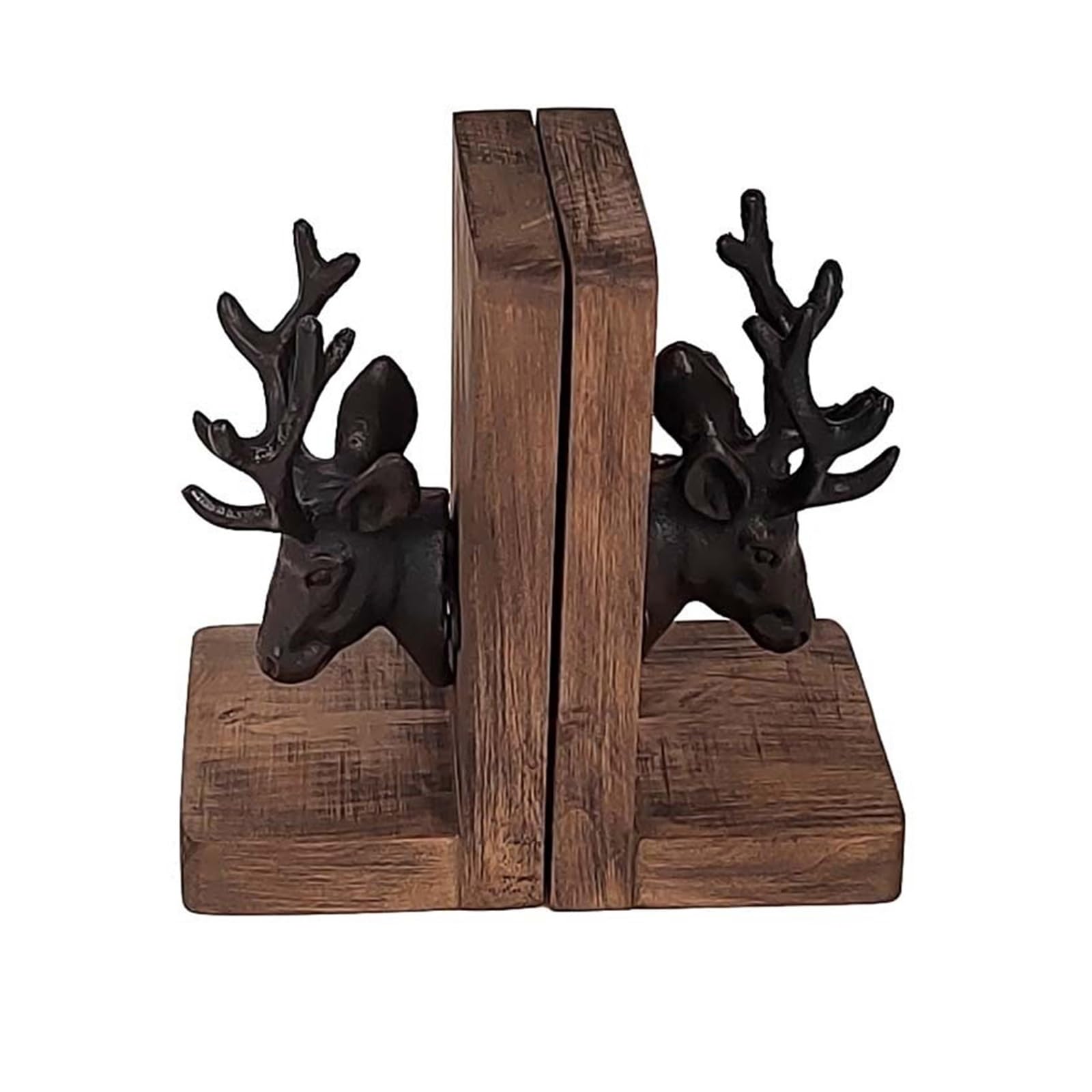 Shelves Bookends Retro Cast Iron Deer Head Bookend Student Bookshelf Office Living Room Decoration Ornaments Book Ends Book Support