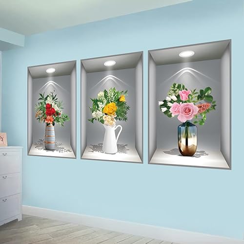 Miniatura 7 de Calcomanías de pared de plantas verdes 3D, calcomanías de pared de plantas verdes 3D, calcomanías de pared de flores 3D, vinilo creativo para