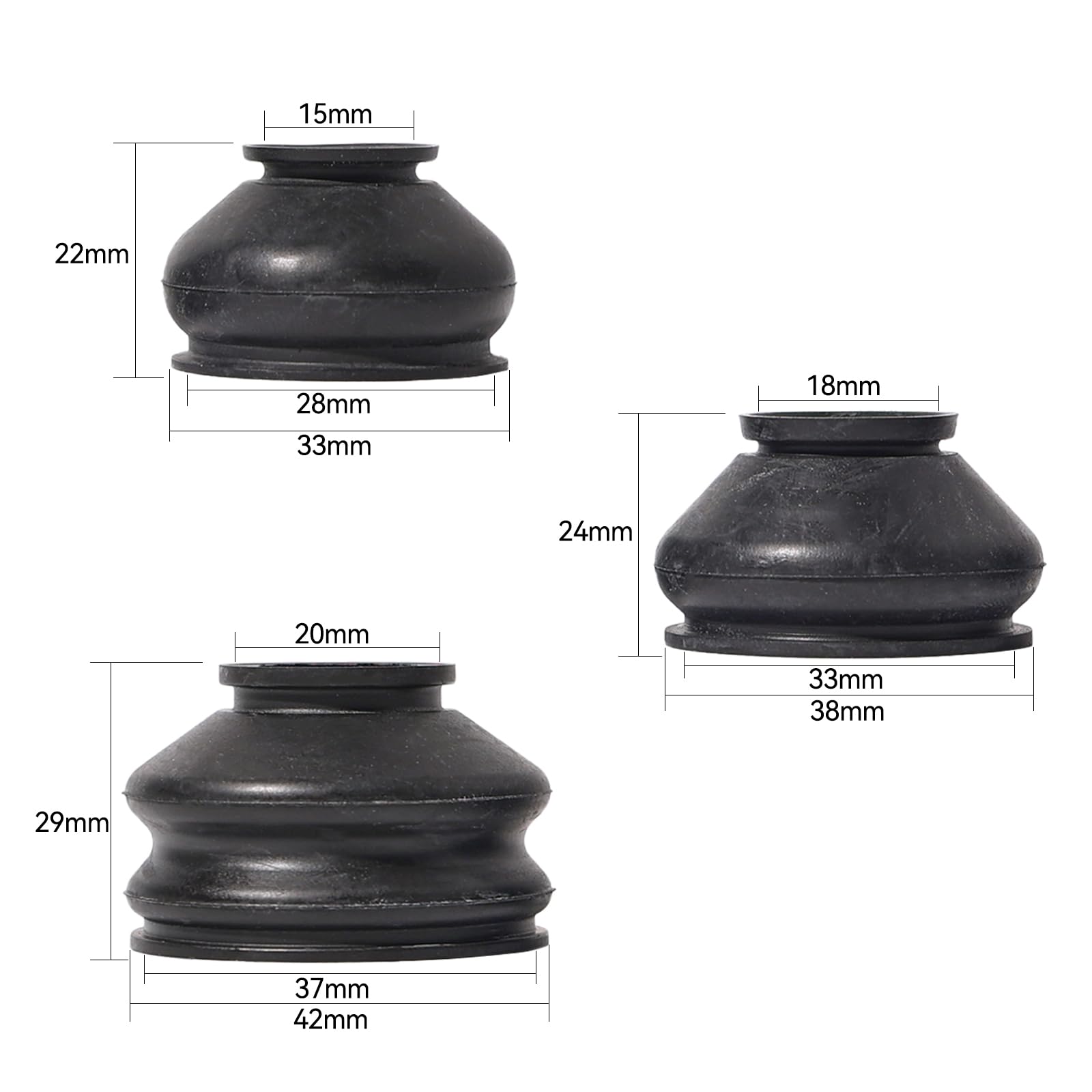 AUTOXBERT 6X Auto Sterzo Sospensione Giunti Sferici Testa del Tirante Moto Manicotto in Gomma Universale Manicotti Antipolvere