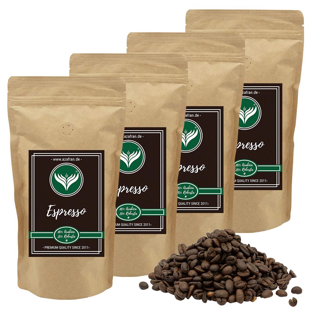 Azafran Roter Espresso Kaffeebohnen ganz 80% Arabica 20% Robusta dunkle Premium Röstung 2kg