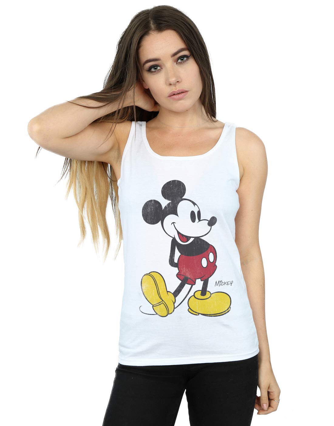 Disney Women's White Mickey Mouse Classic Kick Vest Large