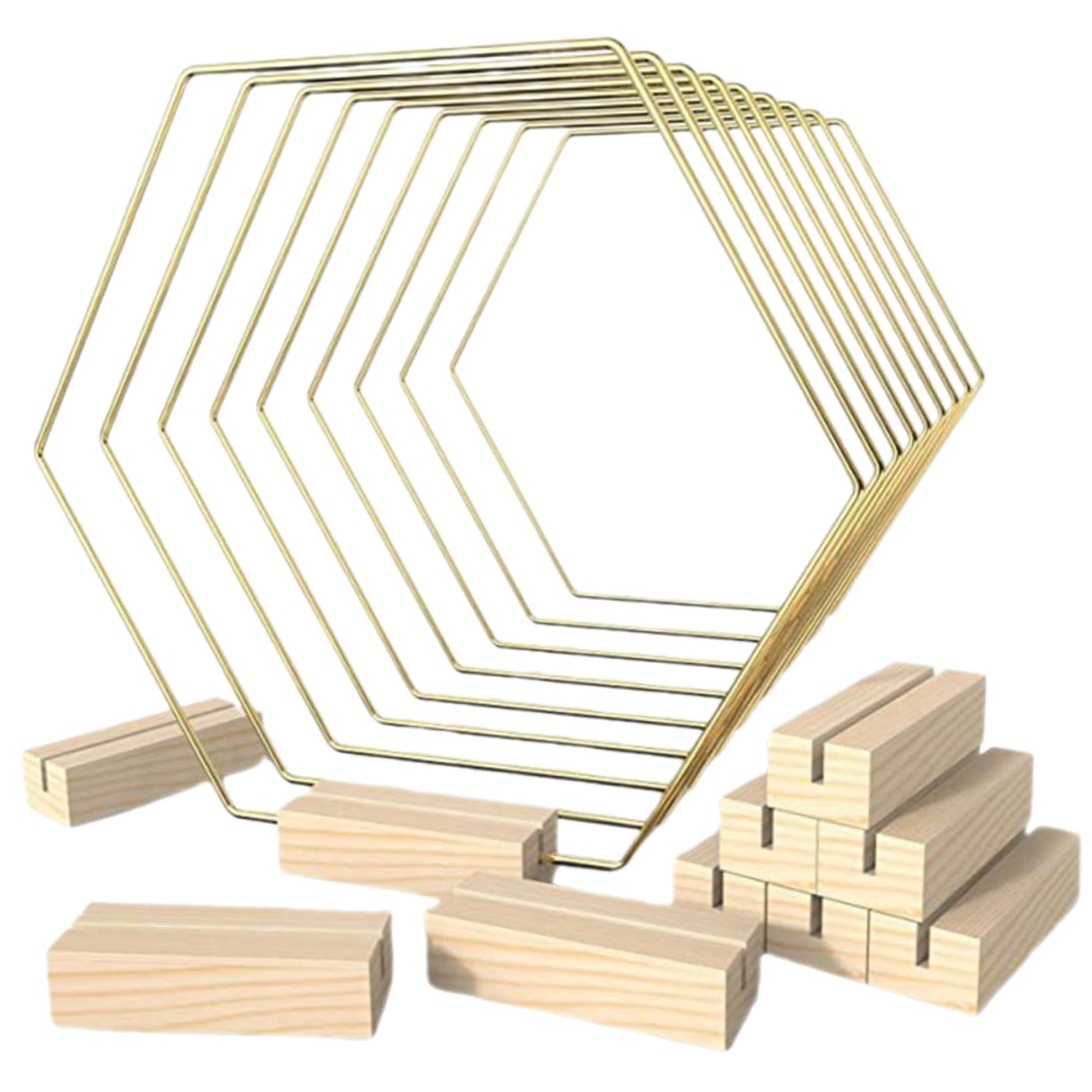 LABRIMP 10 Pezzi Floreali Metallici con Base per Decorazioni Matrimonio e Feste Ghirlande Esagonali per Centrotavola per e Decorazioni Domestiche