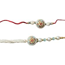 Exclusive Brand New 2 Designer Rakhi Gifts For Brother Bhaiya Veera, Indian Traditional Festival Trendy Rakhi | Bhaiya Bhabhi Set | Handmade | Unique and Latest Designs | Lumba for Bhai, Sister in Law | 2 Rakhis | Raksha Bandhan Gifts