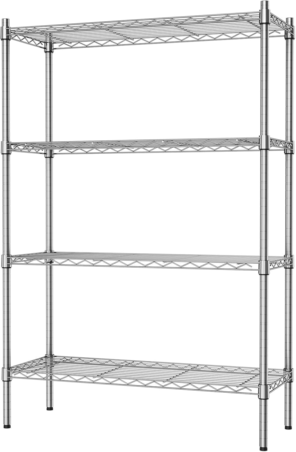 Premium Heavy-Duty 4-Tier Chrome Metal Wire Storage Rack Shelf Organizer | Adjustable Multipurpose Freestanding Shelving Unit for Home, Office, Kitchen | Size 17" D x 27" W x 54" H Inch-image-0
