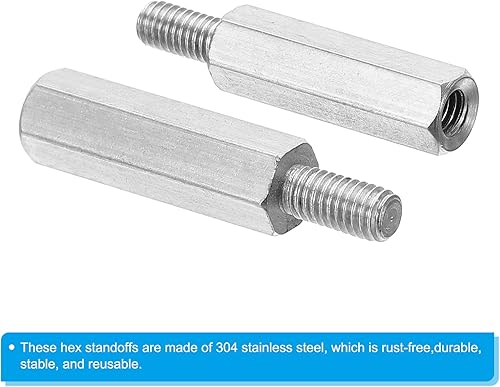 Miniatura 4 de PATIKIL M3x16mm+0.236 in - Separador hexagonal macho-hembra, paquete de 20 tornillos de separación de PCB de acero inoxidable para placas base,