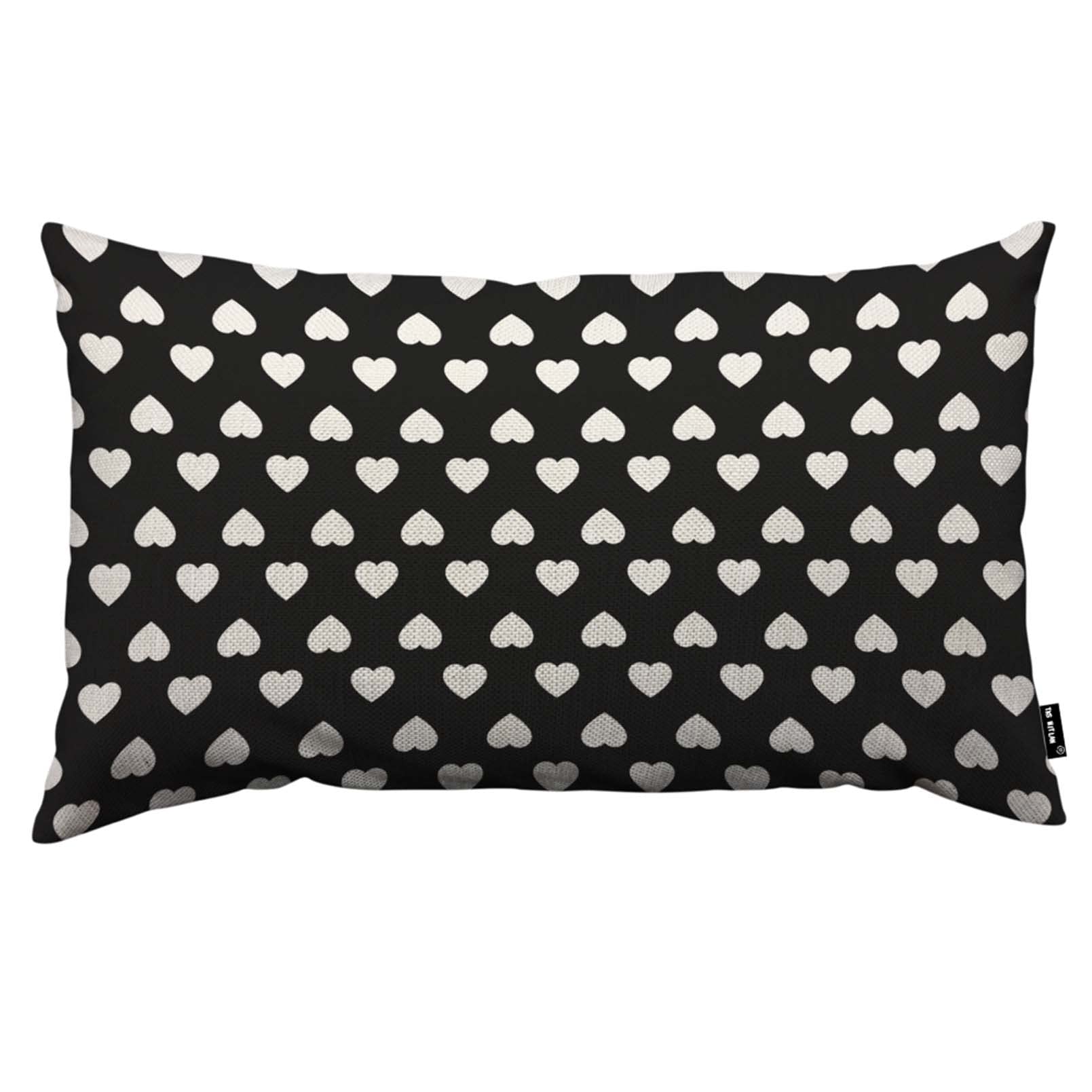 Tks Mitlan White Hearts Pillow Cover 12X20 Inch Tile On Black Background Pillows Decorative Throw Pillows Farmhouse Decor For Home Cushion Case