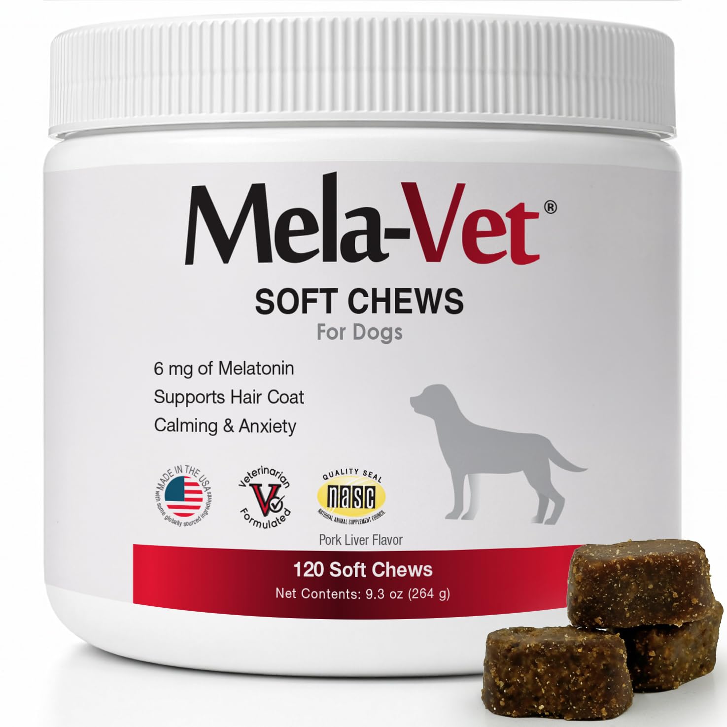 Melatonin Calming Soft Chews for Dogs, Vet-Formulated to Provide Relaxation & Anxiety Relief, Helps Reduce Stress & Tension-Supports Healthier Skin & Coat.120 Tasty Soft Chews.